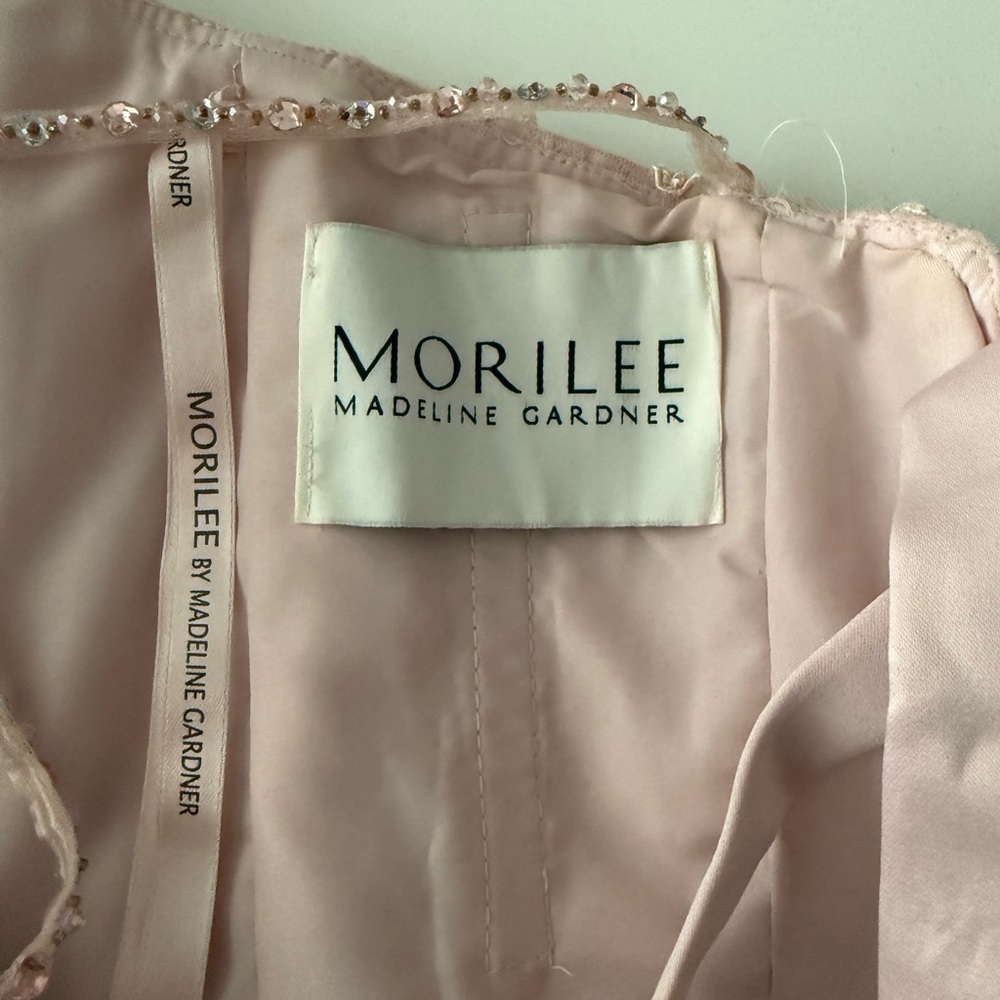 Morilee Blush Pink Lace Tulle formal prom Dress - Size 00 - Beaded Mini - Picture 6 of 8